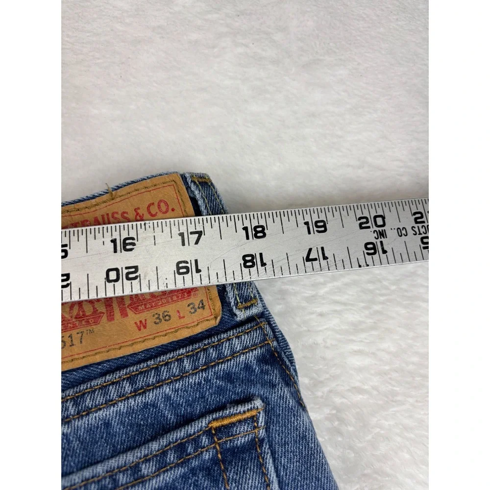 Levis 517 Mens 36x34 Bootcut Jeans Blue Denim Medium Grungy Wash Vintage Style